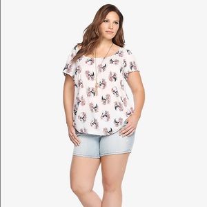 Floral skull cut out challis top